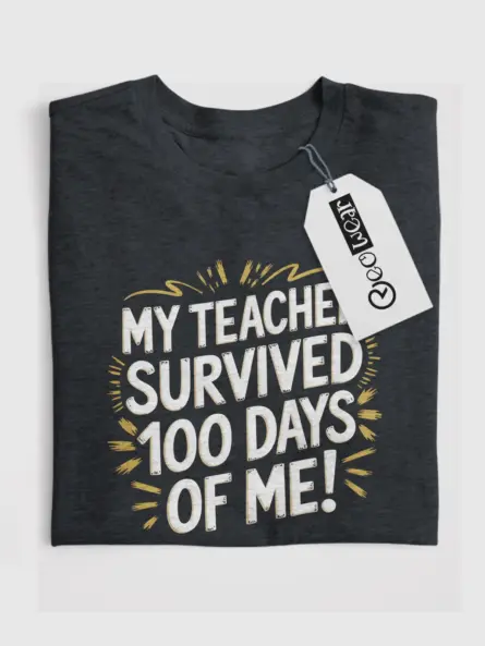Dark heather teacher 100 days shirt – sarcastic school milestone tee