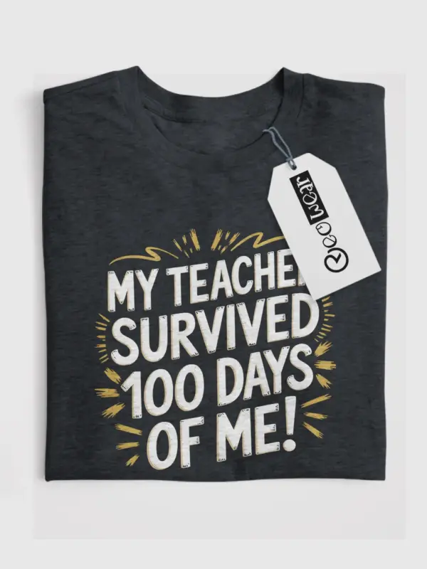 Dark heather teacher 100 days shirt – sarcastic school milestone tee
