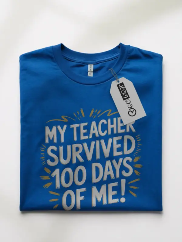 Royal blue teacher survived 100 days shirt – funny appreciation gift