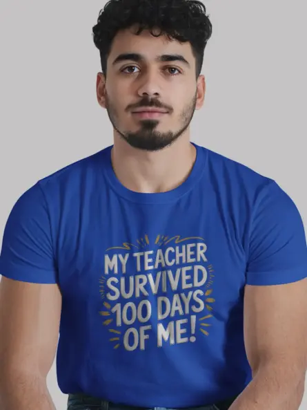Royal blue teacher survived 100 days shirt – funny appreciation gift