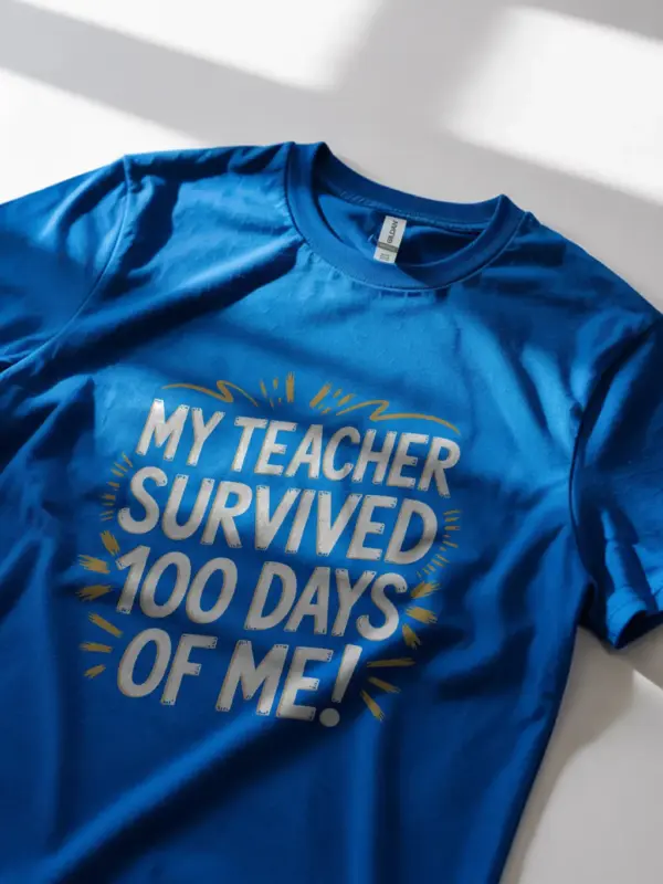 Royal blue teacher survived 100 days shirt – funny appreciation gift