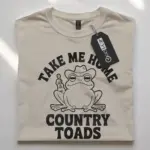 natural retro country toads graphic tee, gift for country music and frog fans