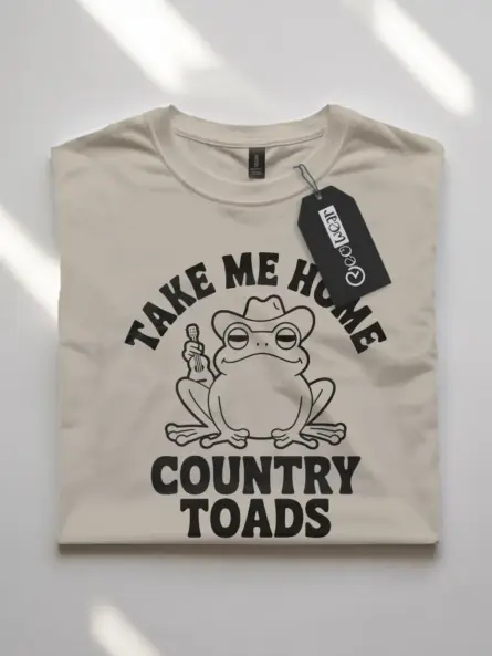 natural retro country toads graphic tee, gift for country music and frog fans