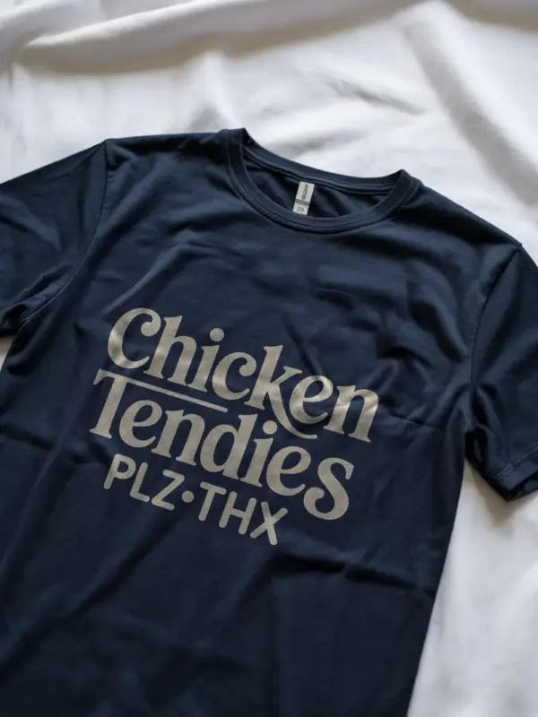 Navy Chicken Tendies Meme T-Shirt Gen Z fashion tee side view