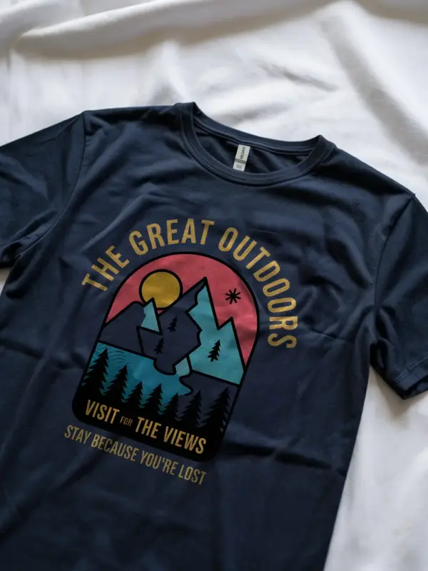Navy buy vintage outdoor adventure t-shirt mountain landscape apparel