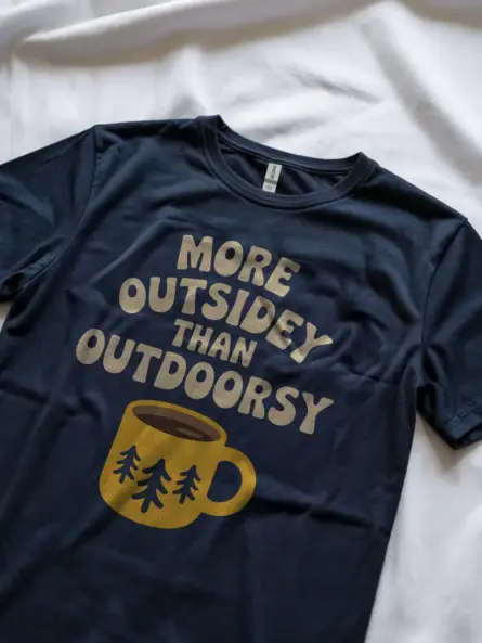 Navy Cozy Camper T-Shirt ironic outdoor apparel side