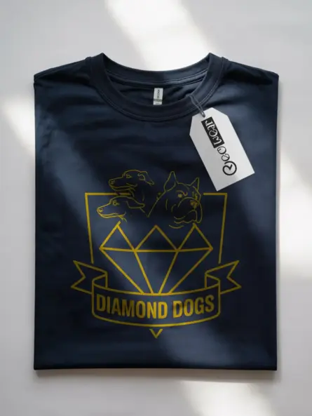 Navy Diamond Dogs T-Shirt Ted Lasso + royal blue diamond dogs club shirt – front view