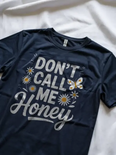 Navy feminist don't call me honey t shirt empowerment print