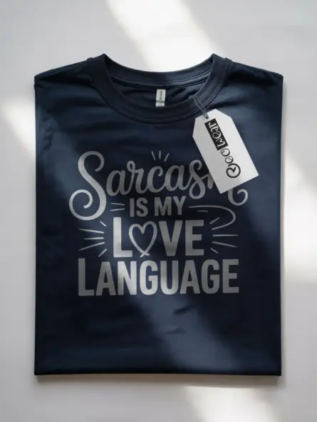 Navy front view sarcasm love language t-shirt unisex