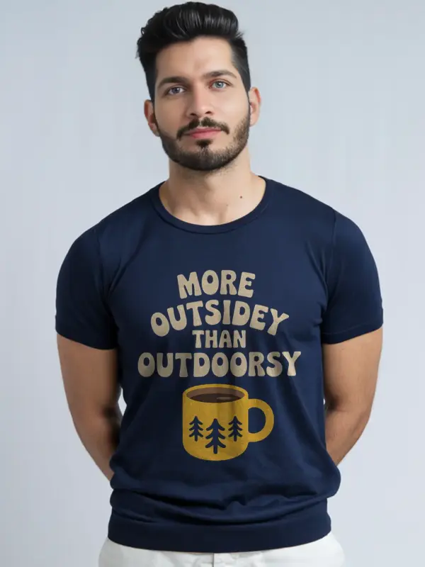 Navy Cozy Camper T-Shirt buy cozy camper aesthetic tee online front view