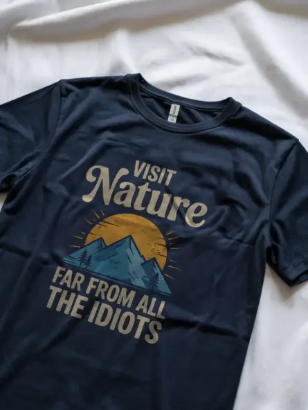 Navy funny vintage nature escape t-shirt anti-crowd shirt