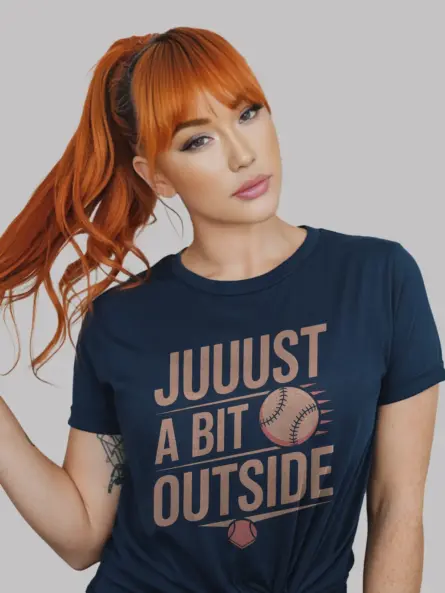 Lifestyle Image Navy Just A Bit Outside Baseball Shirt Retro Gift Tee