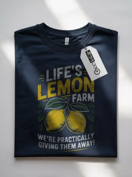 Navy Vintage Lemon Farm T-Shirt front view