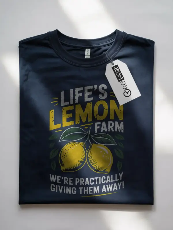 Navy Vintage Lemon Farm T-Shirt front view