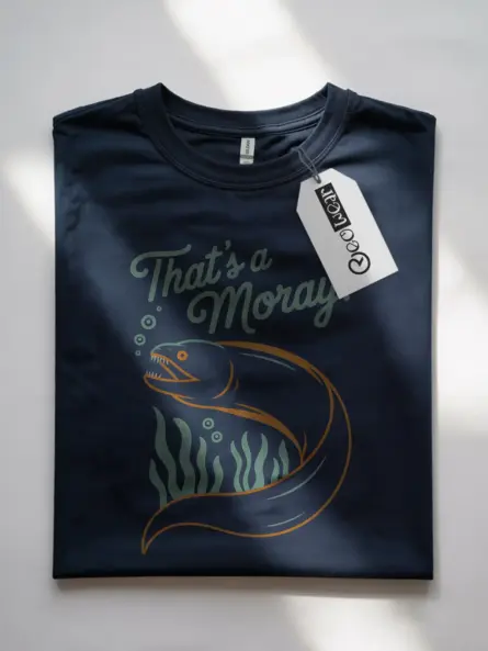 Navy Moray Eel Pun T-Shirt lifestyle – funny ocean pun shirts for marine biologists