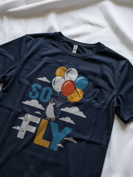 Navy So Fly Penguin Graphic Tee back – penguin with sunglasses tee