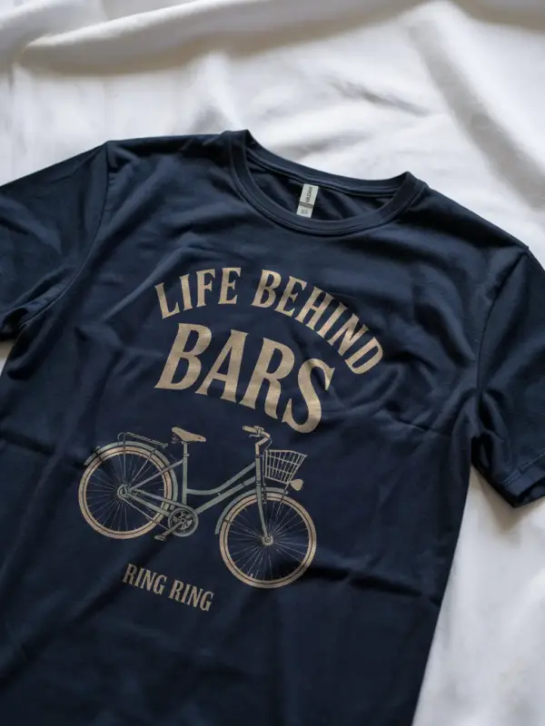 Navy vintage bicycle pun t-shirt buy life behind bars cycling shirt