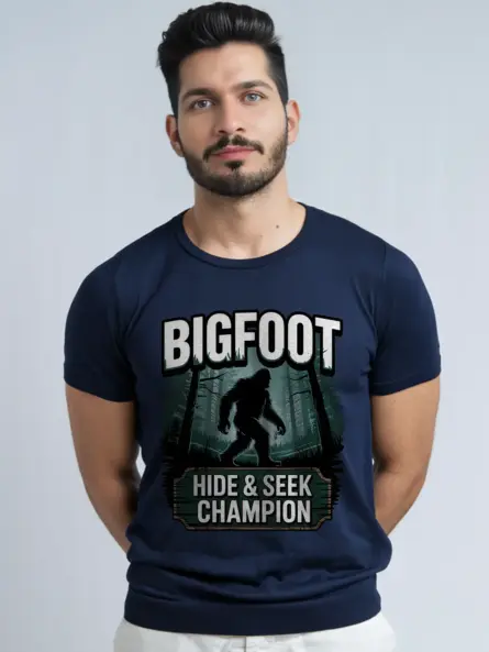 Navy Bigfoot motivational t-shirt outdoor encouragement
