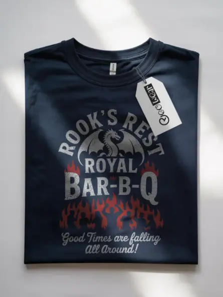 Navy House of the Dragon BBQ T-Shirt buy rook’s rest royal bar-b-q t-shirt online front view