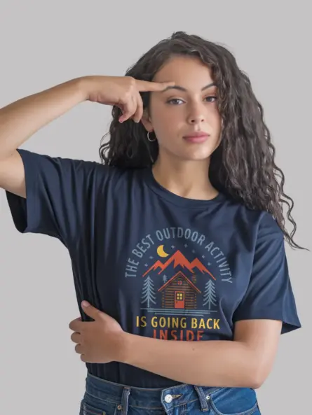 Navy lifestyle image the best outdoor activity funny introvert outdoor t-shirt