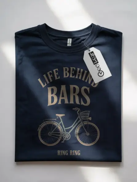 Navy vintage bicycle pun t-shirt gift for cyclist who loves puns front view
