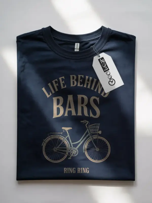 Navy vintage bicycle pun t-shirt gift for cyclist who loves puns front view