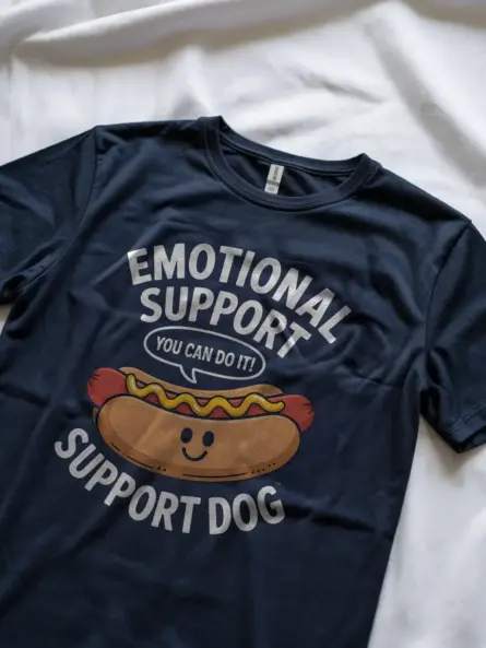 Navy Emotional Support Dog Shirt Funny funny support dog shirt for Gen Z side view