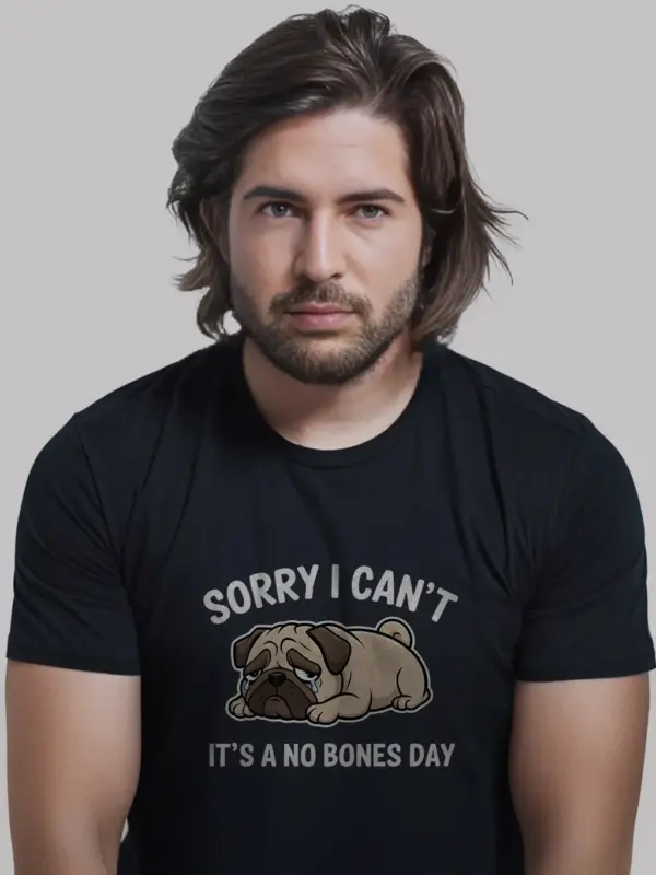 No bones day pug shirt in black – funny dog lover tee