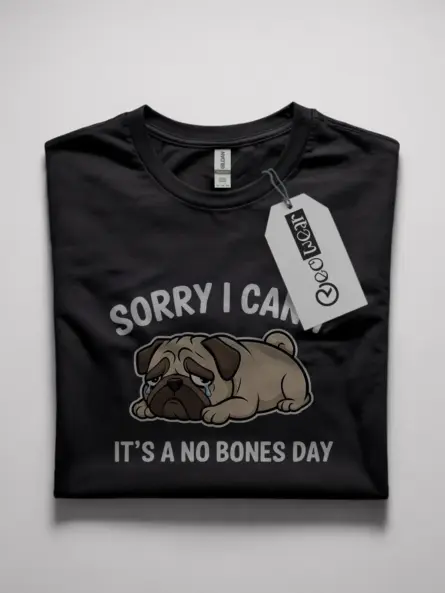 No bones day pug shirt in black – funny dog lover tee