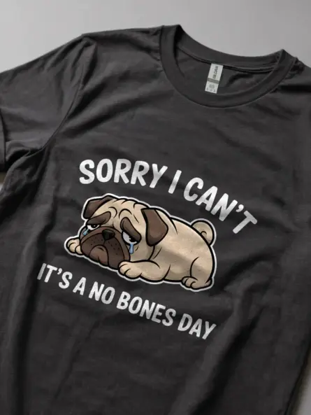 Dark heather no bones day pug shirt – pug lover gift