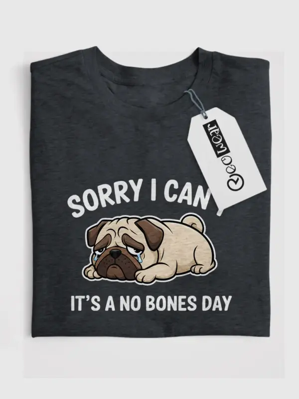 Dark heather no bones day pug shirt – pug lover gift