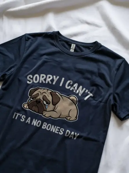 Navy No Bones Day Pug Shirt – Lazy Day T-shirt