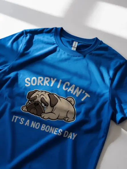 Royal blue no bones day pug shirt – dog mom tee