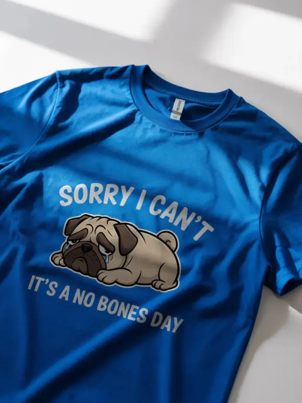 Royal blue no bones day pug shirt – dog mom tee