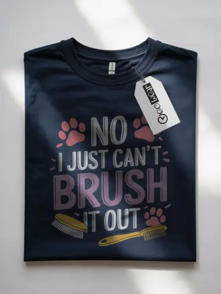 Navy no i just can't brush it out shirt – groomer gift