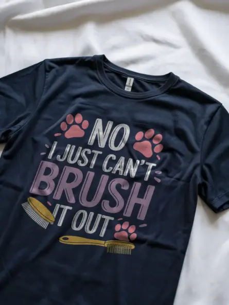 Navy no i just can't brush it out shirt – groomer gift