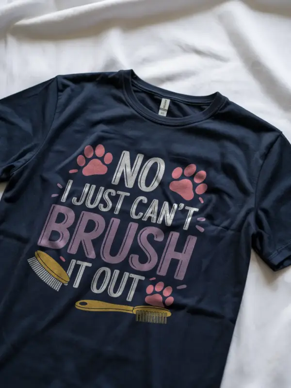 Navy no i just can't brush it out shirt – groomer gift
