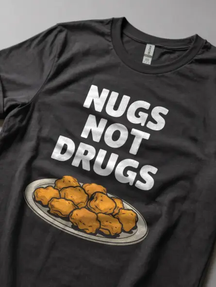 Dark heather nugs not drugs shirt – fast food t-shirt