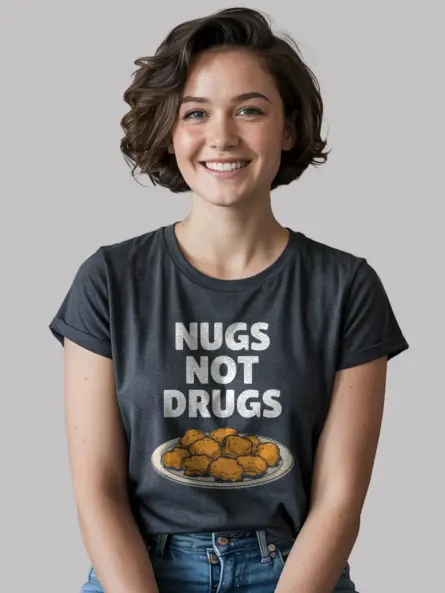 Dark heather nugs not drugs shirt – fast food t-shirt