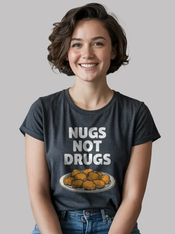Dark heather nugs not drugs shirt – fast food t-shirt
