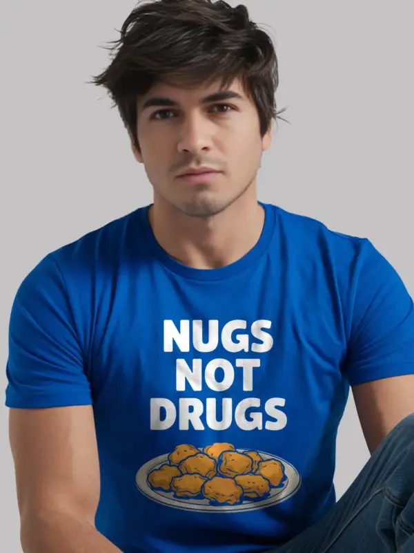 Royal blue nugs not drugs shirt – sarcastic tee