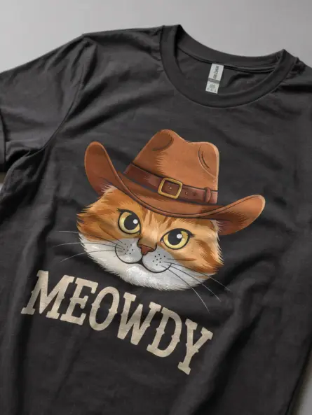 Dark heather orange cat meowdy shirt – pet cat mom dad tee