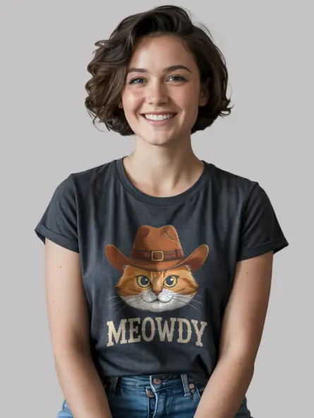 Dark heather orange cat meowdy shirt – pet cat mom dad tee
