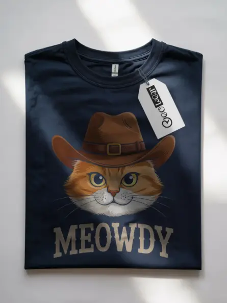 Navy orange cat meowdy shirt – cute cowboy cat t-shirt