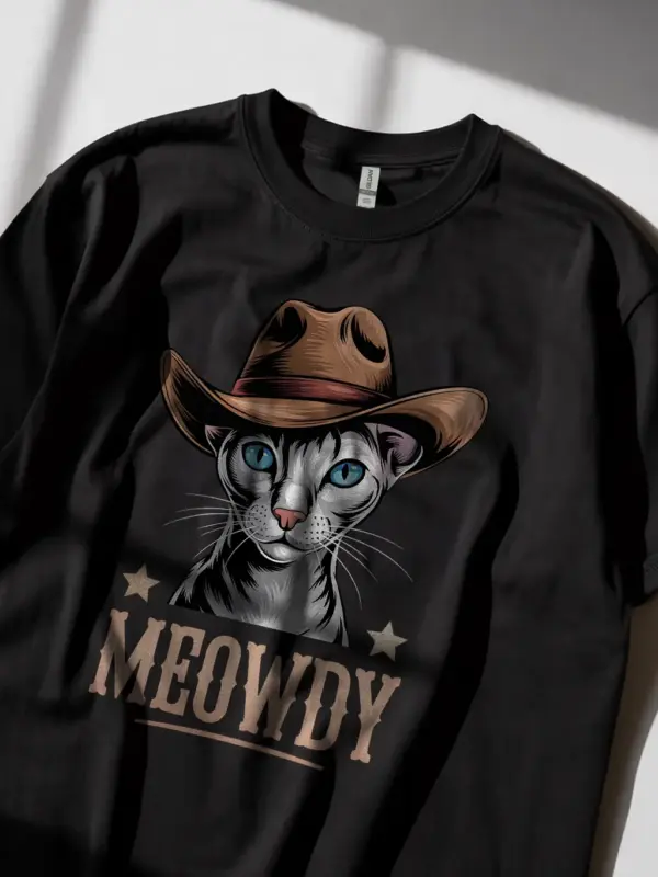 Oriental shorthair meowdy shirt in black – cowboy cat lover tee