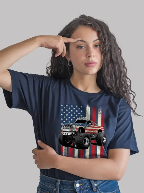 Navy patriotic monster truck shirt – independence day