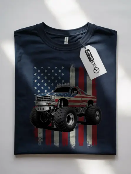 Navy patriotic monster truck shirt – independence day