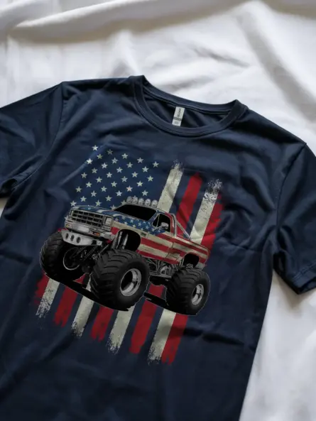 Navy patriotic monster truck shirt – independence day