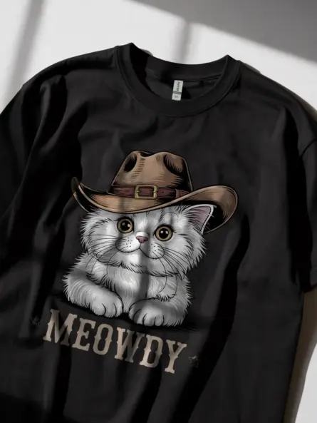 Persian cat meowdy shirt in black – cowboy cat lover tee