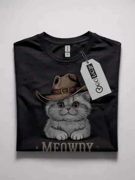 Persian cat meowdy shirt in black – cowboy cat lover tee